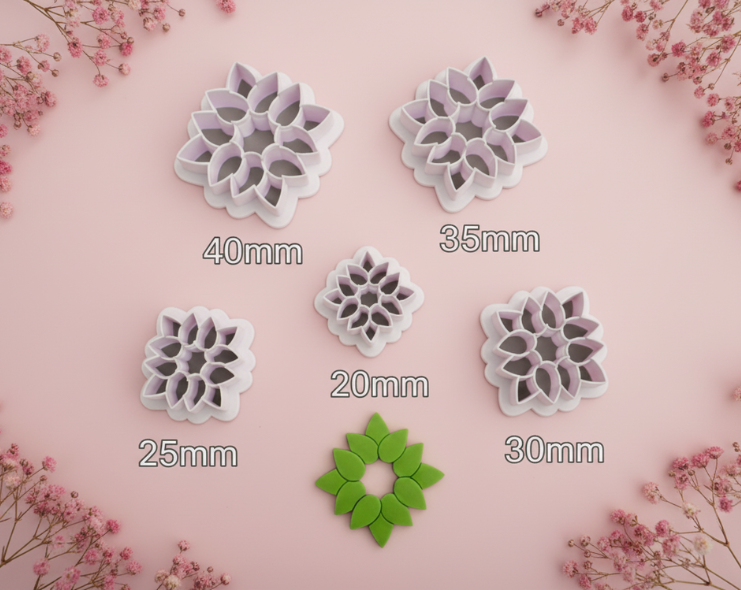 Emporte-pièce pour bijoux – DIY boucles d’oreilles – Fleur ajourée géométrique – 5 tailles. EP-31