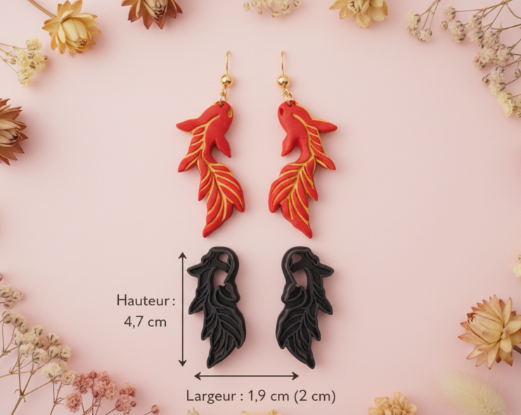 Emporte-pièces bijoux poisson stylisé – lot de 2 gauche droite – 4,7 cm – DIY. EP-98