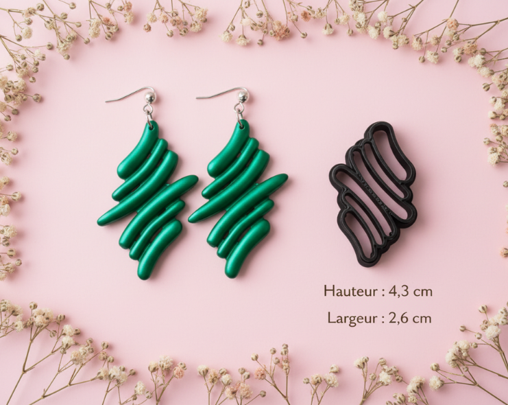 Emporte-pièce vague graphique bijoux DIY – 4,3 cm – création pampilles – fabriqué en France. EP-100