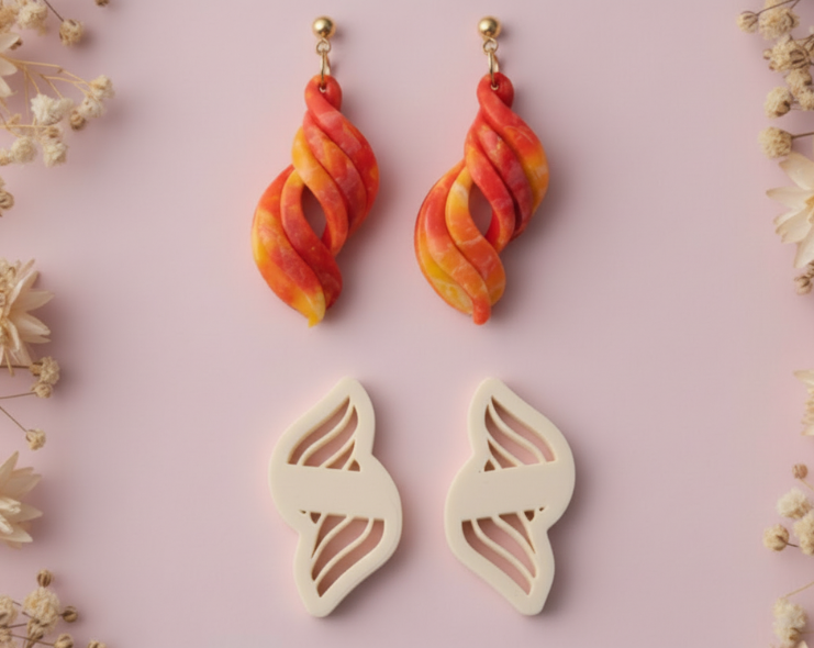 Emporte-pièce pour bijoux – DIY boucles d’oreilles – Feuille ajourée graphique – 4 cm. EP-12