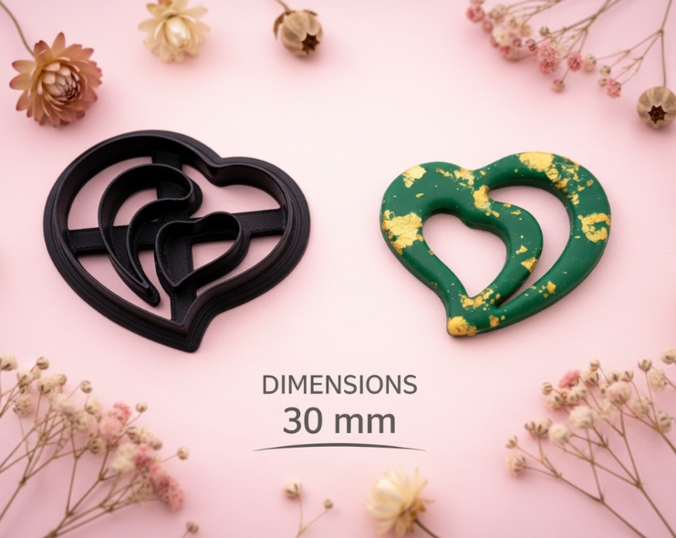 Emporte-pièce cœur organique ajouré – 30 mm – outil de découpe loisirs créatifs. EP-70
