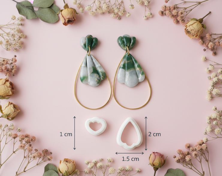 Lot de 2 emporte-pièces pour boucles d’oreilles – Formes cœur ajourées – DIY argile polymère