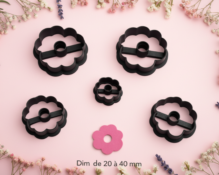 Emporte-pièce fleur ajourée ronde pour bijoux DIY – 5 tailles de 20 à 40 mm – fabriqué en France ideal pampilles - EP-273