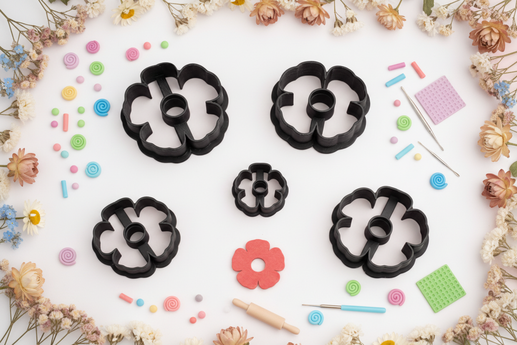 Emporte-pièce pour bijoux – DIY boucles d’oreilles – Fleur ajourée avec trou central – 5 tailles. EP-53