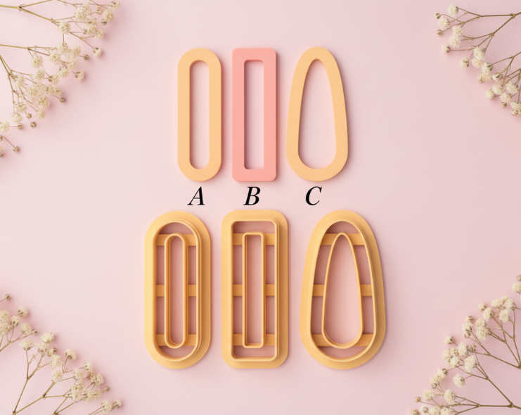 Emporte-pièce barrette formes ovales – cutter pâte polymère accessoires cheveux DIY – 3 modèles au choix A B C – 40 à 60 mm – EP-278 – fabriqué en France