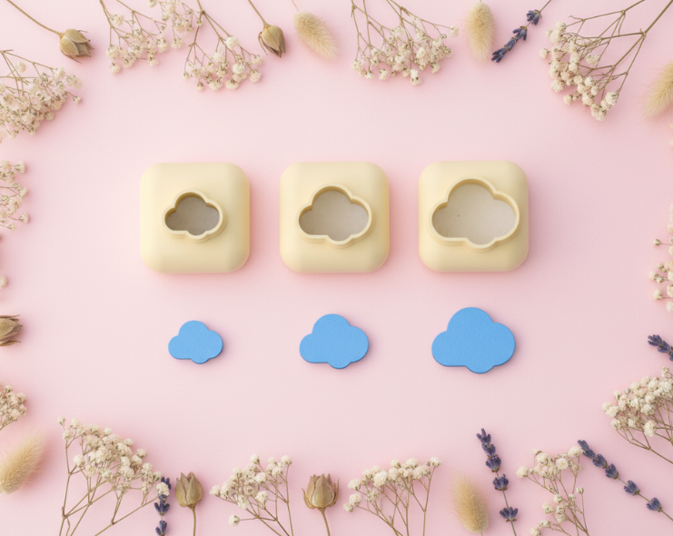 Mini emporte-pièce nuage – cutter pâte polymère bijoux DIY breloques – 8 10 12 mm – EP-285 – fabriqué en France