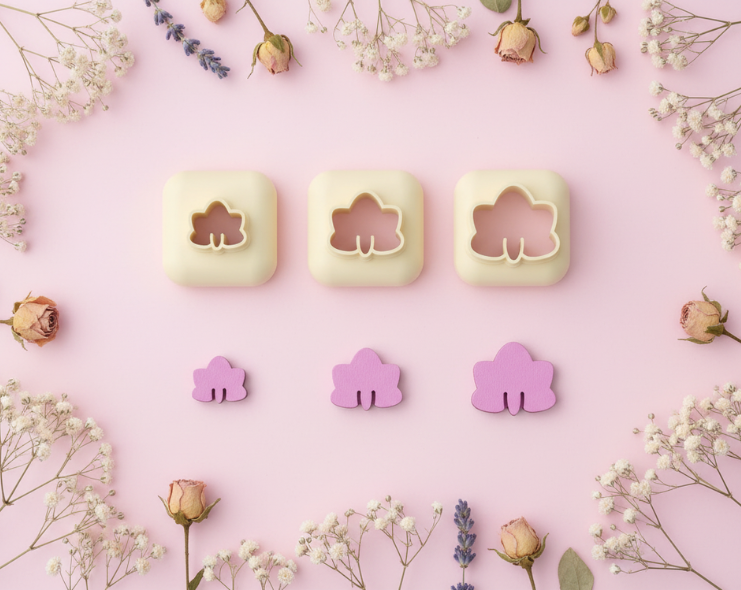 Mini emporte-pièce fleur stylisée – cutter pâte polymère bijoux DIY breloques – 8 10 12 mm – EP-290 – fabriqué en France