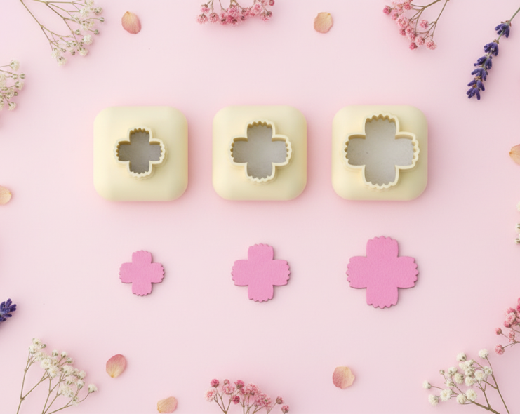 Mini emporte-pièce fleur – cutter pâte polymère bijoux DIY breloques – 8 10 12 mm – EP-298 – fabriqué en France