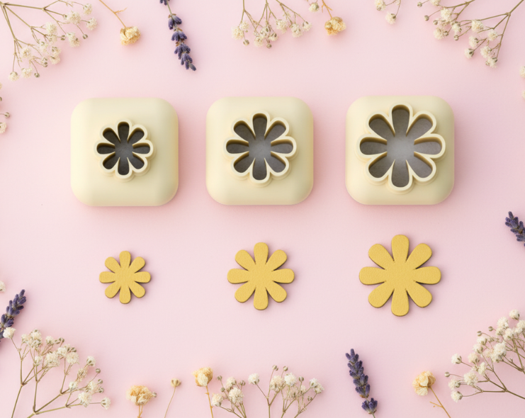 Mini emporte-pièce fleur – cutter pâte polymère bijoux DIY breloques – 8 10 12 mm – EP-299 – fabriqué en France