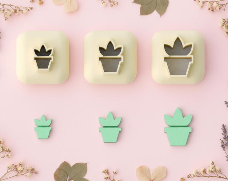 Mini emporte-pièce pot de fleur – cutter pâte polymère bijoux DIY breloques – 8 10 12 mm – EP-300 – fabriqué en France