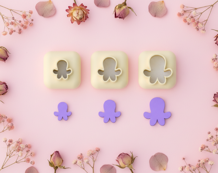 Mini emporte-pièce pieuvre – cutter pâte polymère bijoux DIY breloques – 8 10 12 mm – EP-308 – fabriqué en France