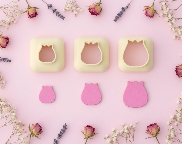 Mini emporte-pièce rose – cutter pâte polymère bijoux DIY breloques – 8 10 12 mm – EP-309 – fabriqué en France