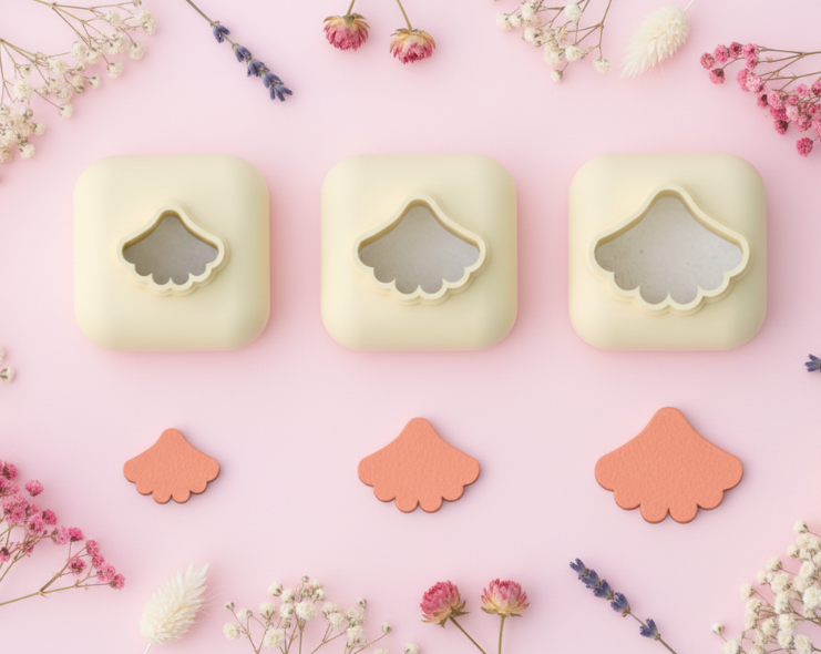 Mini emporte-pièce coquille Saint-Jacques – cutter pâte polymère bijoux DIY breloques – 8 10 12 mm – EP-310 – fabriqué en France