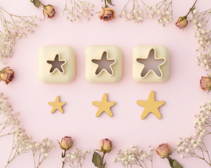 Mini emporte-pièce étoile de mer – cutter pâte polymère bijoux DIY breloques – 8 10 12 mm – EP-314 – fabriqué en France