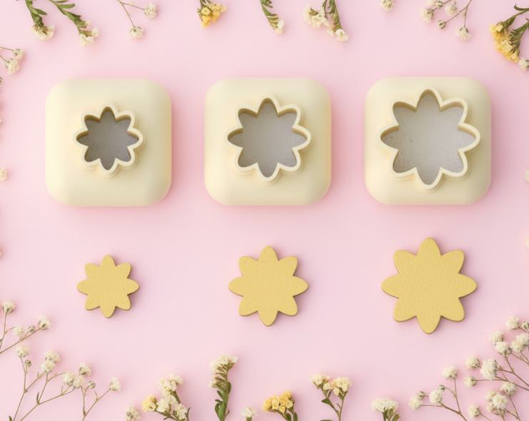 Mini emporte-pièce tournesol – cutter pâte polymère bijoux DIY breloques – 8 10 12 mm – EP-316 – fabriqué en France