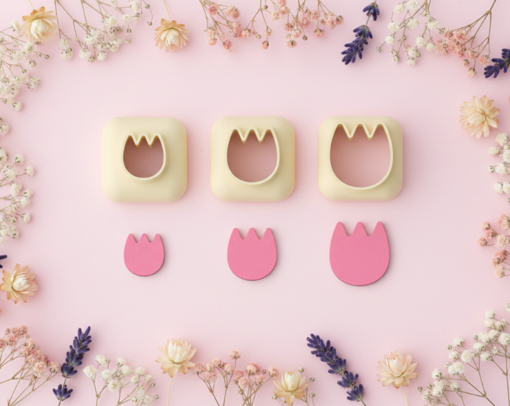 Mini emporte-pièce tulipe – cutter pâte polymère bijoux DIY breloques – 8 10 12 mm – EP-318 – fabriqué en France