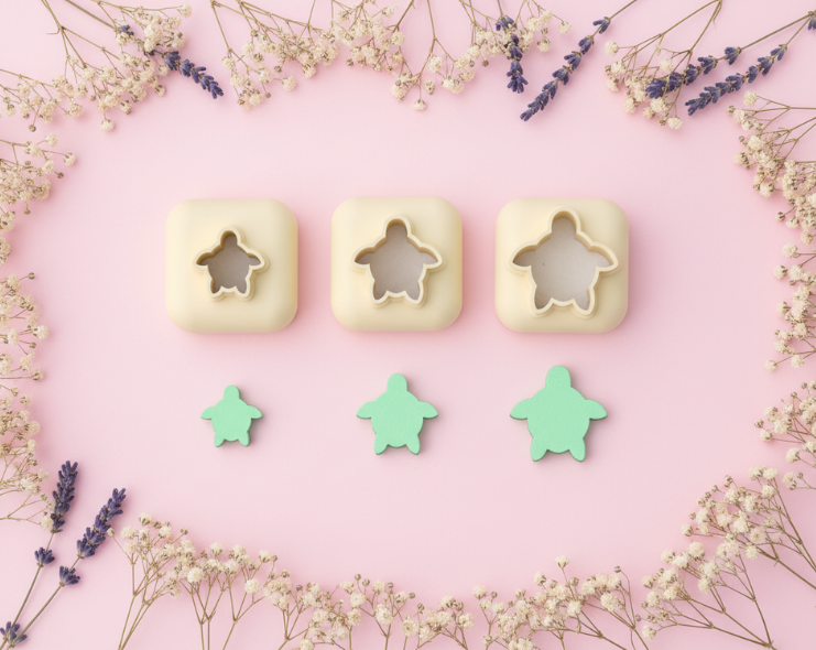 Mini emporte-pièce tortue – cutter pâte polymère bijoux DIY breloques – 8 10 12 mm – EP-319 – fabriqué en France