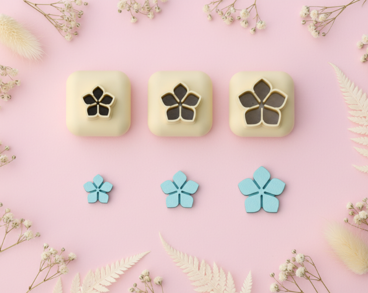 Mini emporte-pièce fleur – cutter pâte polymère bijoux DIY breloques – 8 10 12 mm – EP-324 – fabriqué en France