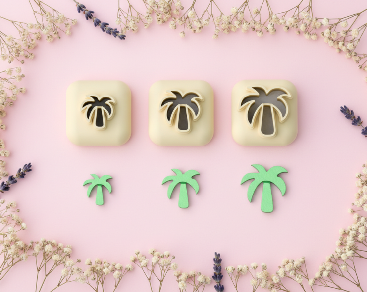 Mini emporte-pièce palmier – cutter pâte polymère bijoux DIY breloques – 8 10 12 mm – EP-327 – fabriqué en France