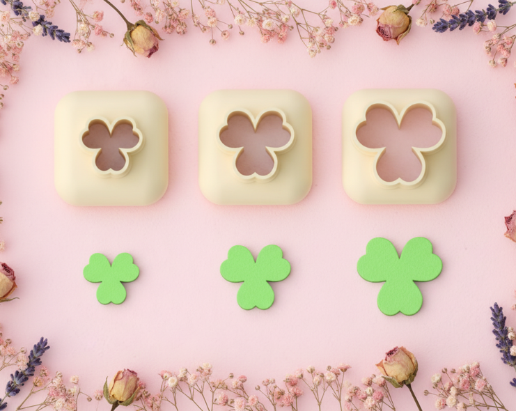 Mini emporte-pièce trèfle – cutter pâte polymère bijoux DIY breloques – 8 10 12 mm – EP-328 – fabriqué en France