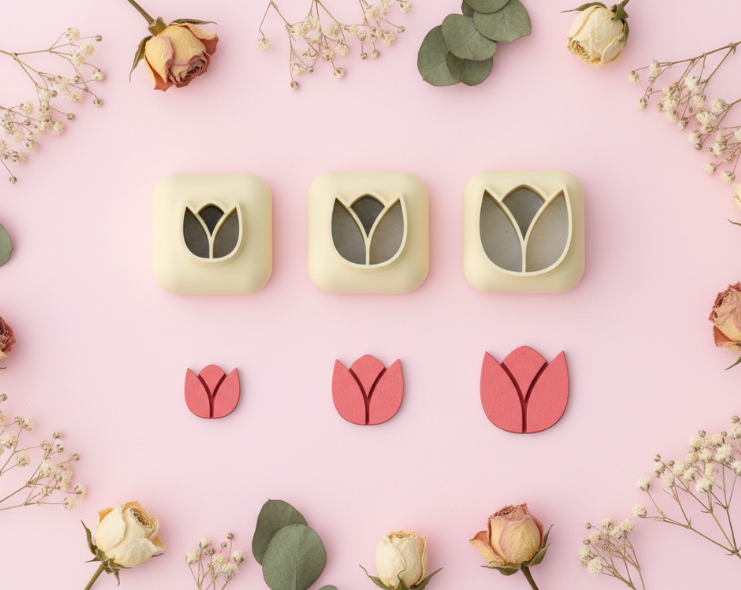 Mini emporte-pièce tulipe – cutter pâte polymère bijoux DIY breloques – 8 10 12 mm – EP-329 – fabriqué en France