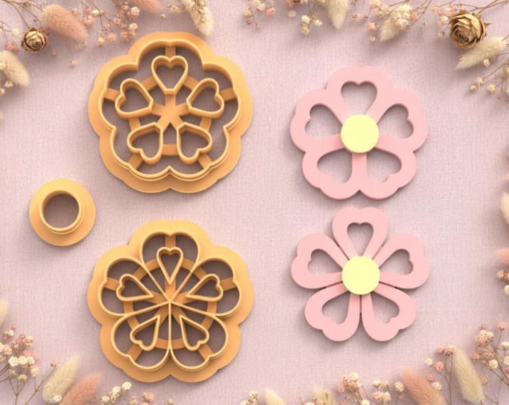 Emporte-pièces fleur sakura ajourée – lot de 2 – pâte polymère bijoux DIY – 25 à 45 mm – EP-346 – fabriqué en France