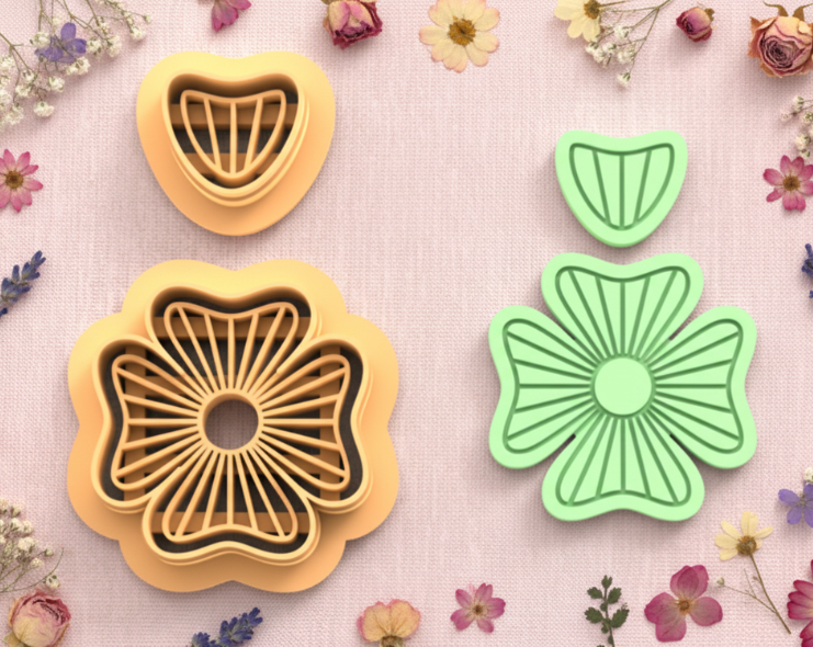Emporte-pièces trèfle – lot de 2 – pâte polymère bijoux DIY – 30 à 50 mm – EP-347 – fabriqué en France