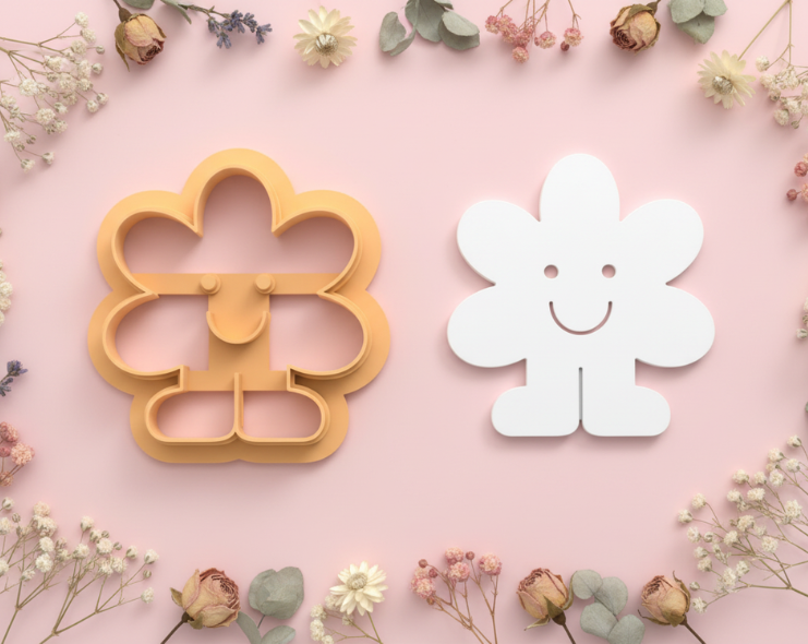 Emporte-pièce fleur mignonne – pâte polymère bijoux DIY – 25 à 45 mm – EP-350 – fabriqué en France