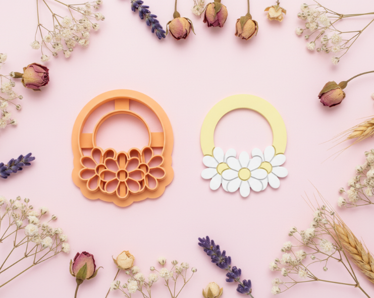 Emporte-pièce cercle marguerites – pâte polymère bijoux DIY – 30 à 50 mm – EP-352 – fabriqué en France