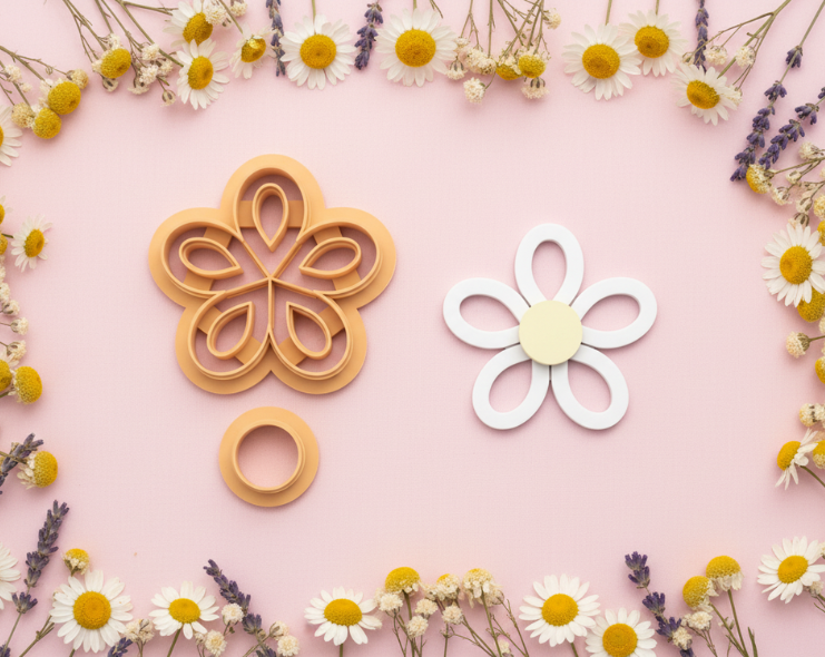 Emporte-pièces fleur ajourée + rond – lot de 2 – pâte polymère bijoux DIY – 25 à 45 mm – EP-353 – fabriqué en France
