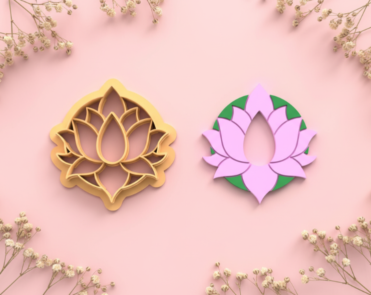 Emporte-pièce fleur lotus – pâte polymère bijoux DIY – 25 à 51 mm – EP-362 – fabriqué en France