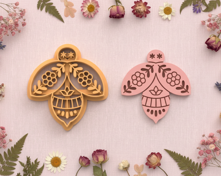 Emporte-pièce abeille florale – pâte polymère bijoux DIY – 25 à 45 mm – EP-369 – fabriqué en France