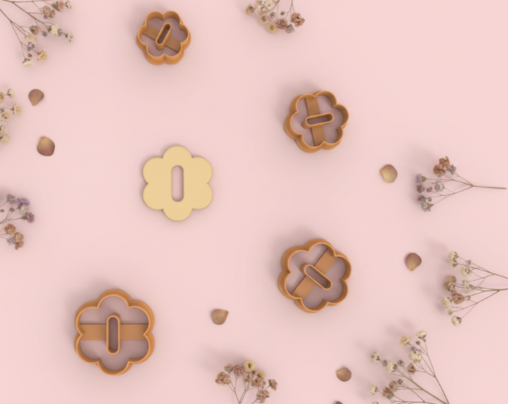 Emporte-pièce fleur arrondie avec fente – pâte polymère bijoux DIY – 25 à 45 mm – EP-374 – fabriqué en France