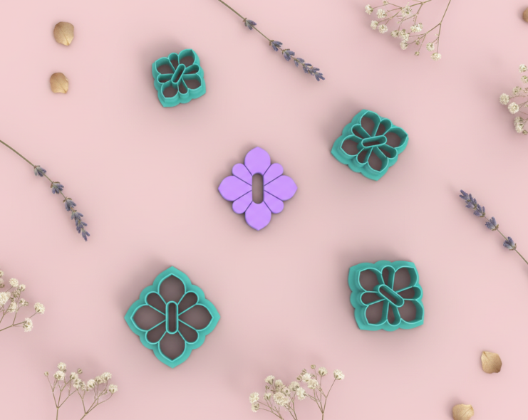 Emporte-pièce fleur multi-pétales avec fente – pâte polymère bijoux DIY – 25 à 40 mm – EP-375 – fabriqué en France