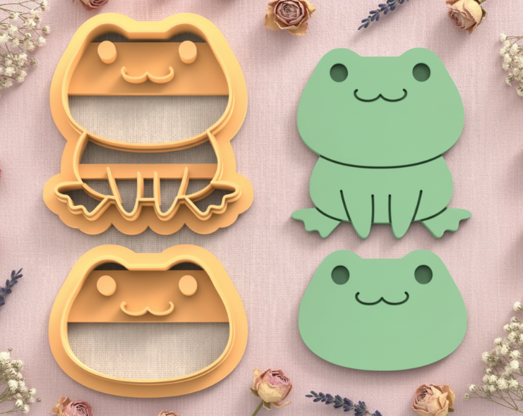 Emporte-pièces grenouille mignonne – lot de 2 – pâte polymère bijoux DIY – 20 à 45 mm – EP-379 – fabriqué en France