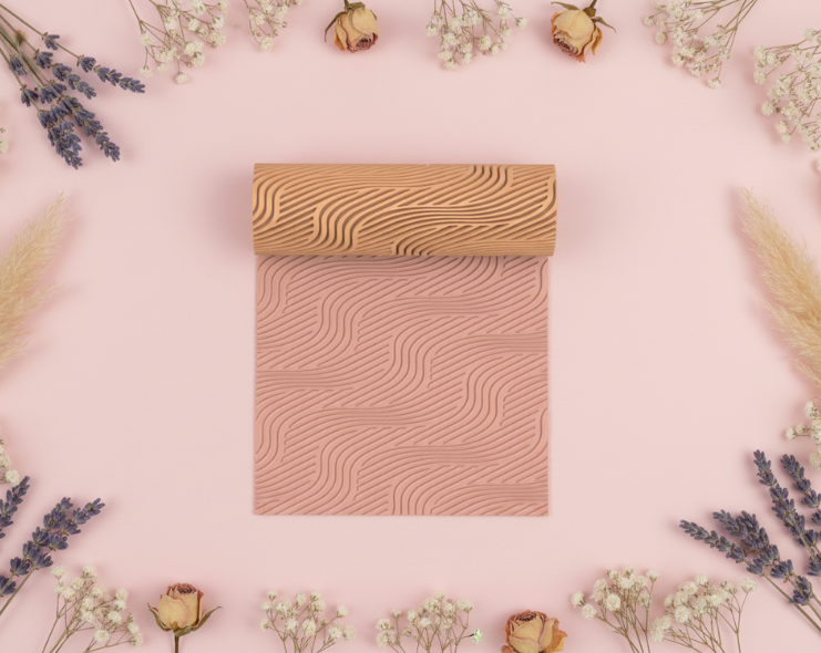 Rouleau texture Summer Wave 1 – pâte polymère bijoux DIY – fabriqué en France
