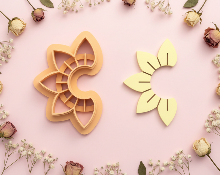 Emporte-pièce fleur soleil ajourée pampille – pâte polymère bijoux DIY – 25 à 45 mm – EP-390 – fabriqué en France