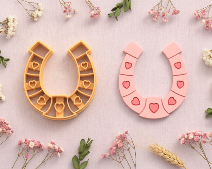 Emporte-pièce fer à cheval cœurs – pâte polymère bijoux DIY – 25 à 45 mm – EP-392 – fabriqué en France