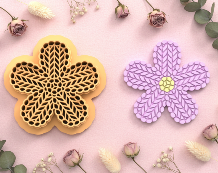 Emporte-pièce fleur texturée pampille – pâte polymère bijoux DIY – 30 à 50 mm – EP-394 - fabriqué en France