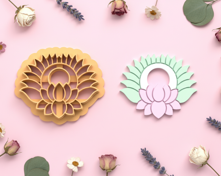 Emporte-pièce fleur lotus pampille – pâte polymère bijoux DIY – 30 à 50 mm – EP-396 – fabriqué en France