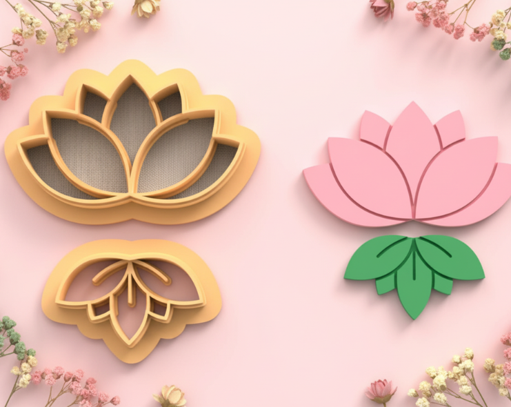 Emporte-pièce fleur lotus DIY – lot de 2 – 25 à 45 mm – EP-418