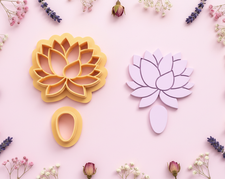 Emporte-pièce fleur lotus suspendue DIY – lot de 2 – 25 à 45 mm – EP-419