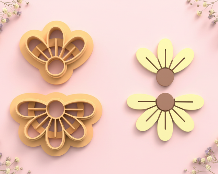Emporte-pièce fleurs rétro DIY – lot de 2 – 25 à 45 mm – EP-423