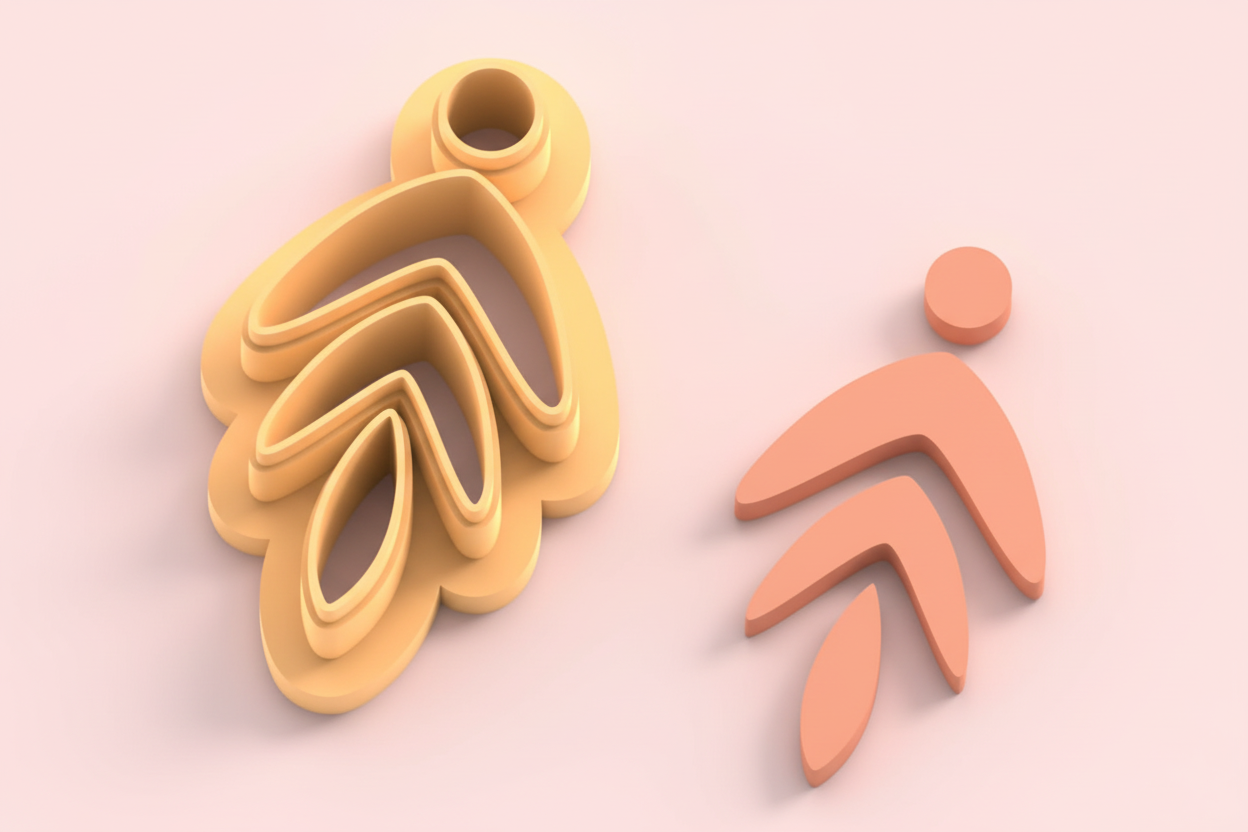 Emporte-pièces feuilles stylisées – 3 parties – cutters pâte polymère bijoux – pampilles effet végétal moderne – forme organique – 25 à 45 mm – EP-202 – fabriqué en France