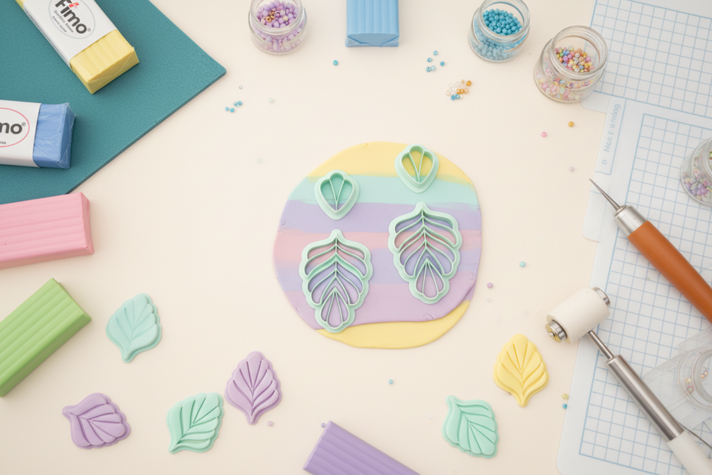 Emporte-pièces feuille plume – lot de 2 cutters pâte polymère – bijoux DIY pampilles – 40 à 55 mm – EP-188 – fabriqué en France