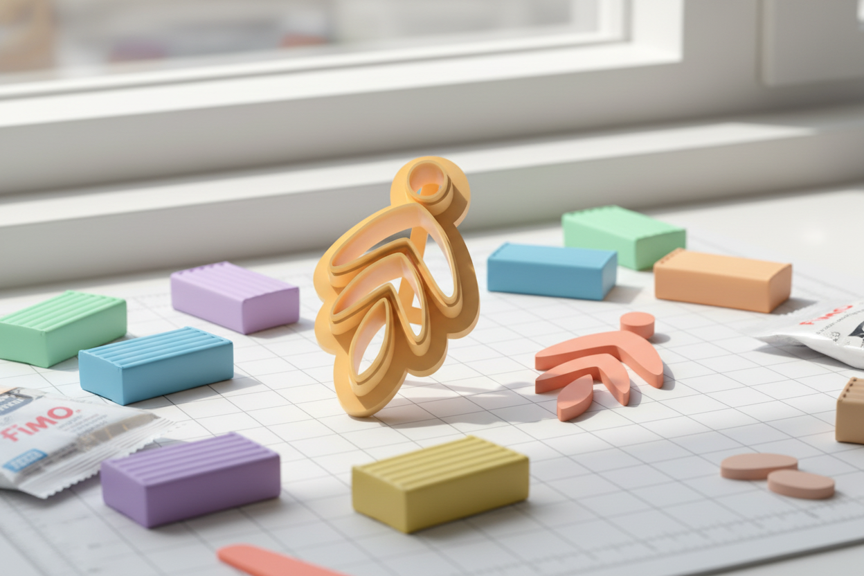 Emporte-pièces feuilles stylisées – 3 parties – cutters pâte polymère bijoux – pampilles effet végétal moderne – forme organique – 25 à 45 mm – EP-202 – fabriqué en France