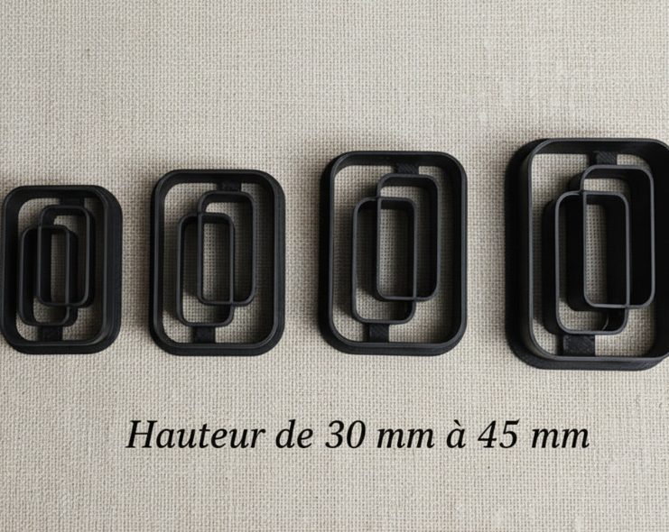 Emporte-pièce rectangle arrondi avec insert – 30 à 45 mm – outil découpe loisirs créatifs. EP-82