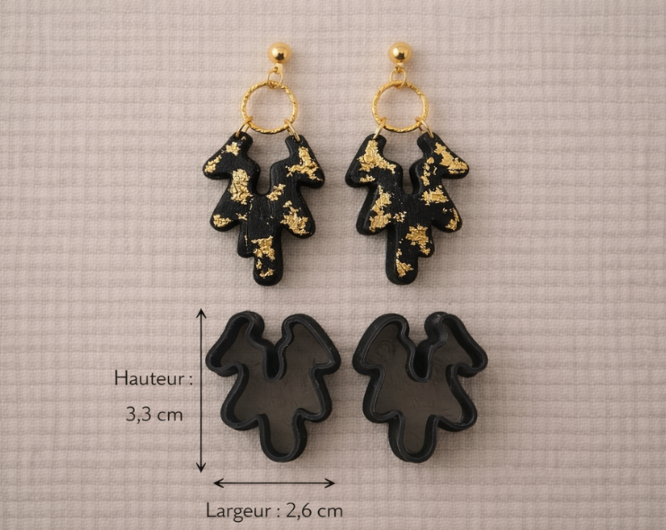 Emporte-pièces bijoux feuille abstraite – lot de 2 gauche droite – 3,3 cm – DIY. EP-96