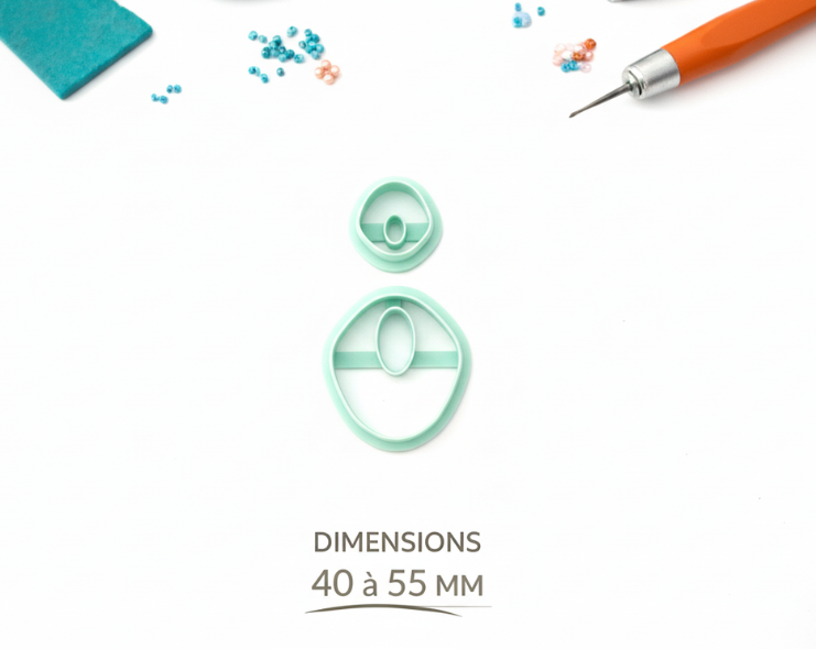 Emporte-pièces ovales minimalistes – lot de 2 cutters pâte polymère – bijoux DIY pampilles – 40 à 55 mm – EP-197 – fabriqué en France