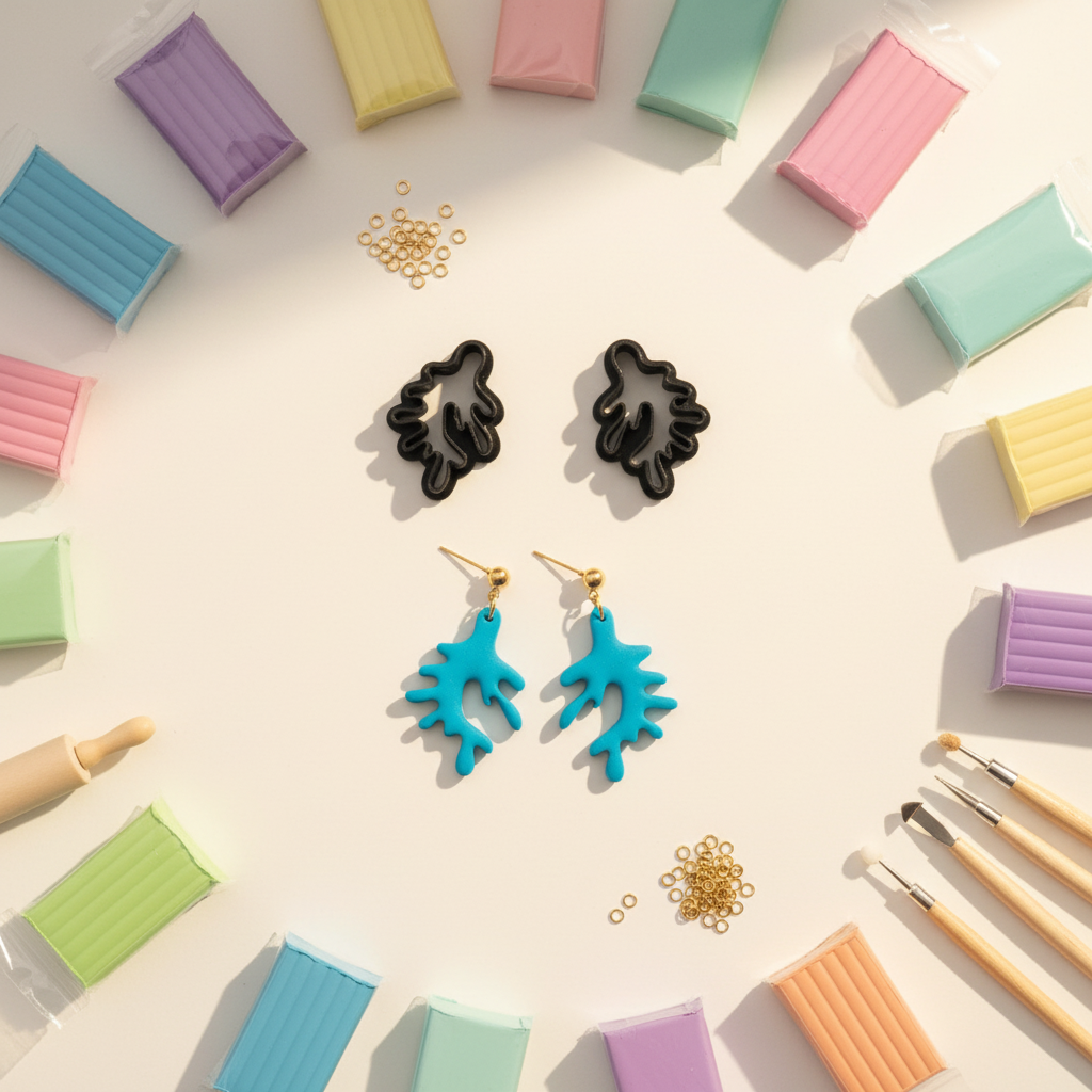 Emporte-pièces bijoux feuille organique – lot de 2 gauche et droite – 3,8 cm – DIY. EP-94